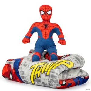 Spider-Man Pillow Plush and Throw Blanket NWT Hugger Set
